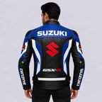 Suzuki GSX R Men's Cowhide Leather Racing Jacket with CE Armor
