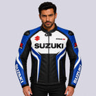 Suzuki GSX R Men's Cowhide Leather Racing Jacket with CE Armor