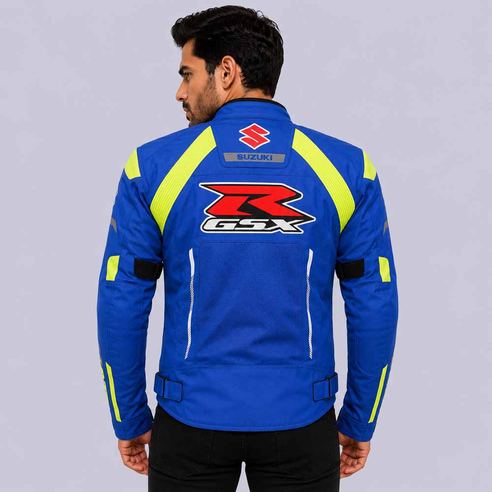 Suzuki GSX R Men's Mesh Racing Jacket with CE Armor and Removable Liner