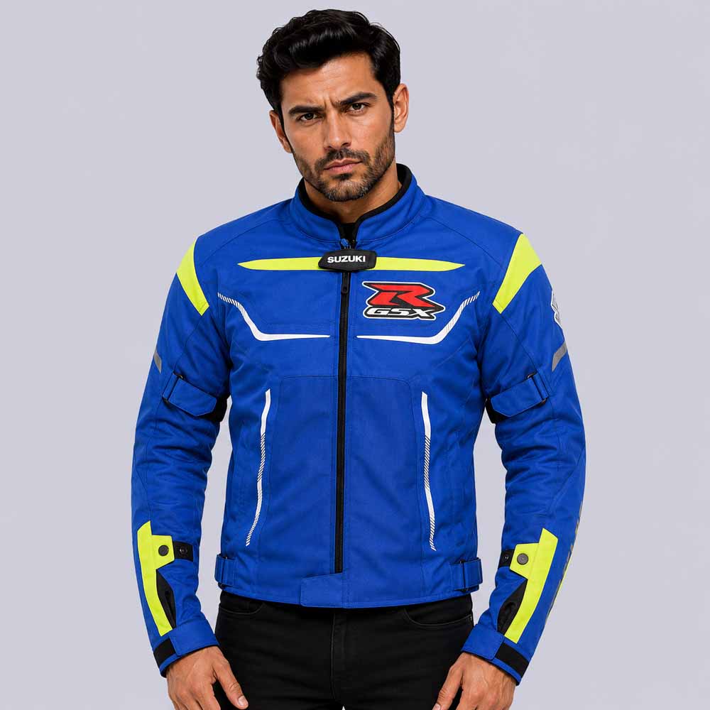 Suzuki GSX R Men's Mesh Racing Jacket with CE Armor and Removable Liner