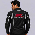 Suzuki Men's Black Mesh Riding Jacket with CE Armor and Removable Liner