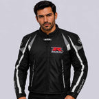 Suzuki Men's Black Mesh Riding Jacket with CE Armor and Removable Liner