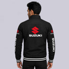 Suzuki Men's Black Softshell Racing Jacket with Zip Up Biker Fit