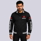 Suzuki Men's Black Softshell Racing Jacket with Zip Up Biker Fit