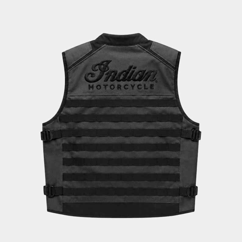 Men's Grey Cordura Tactical Motorcycle Riding Vest with MOLLE Utility Pockets