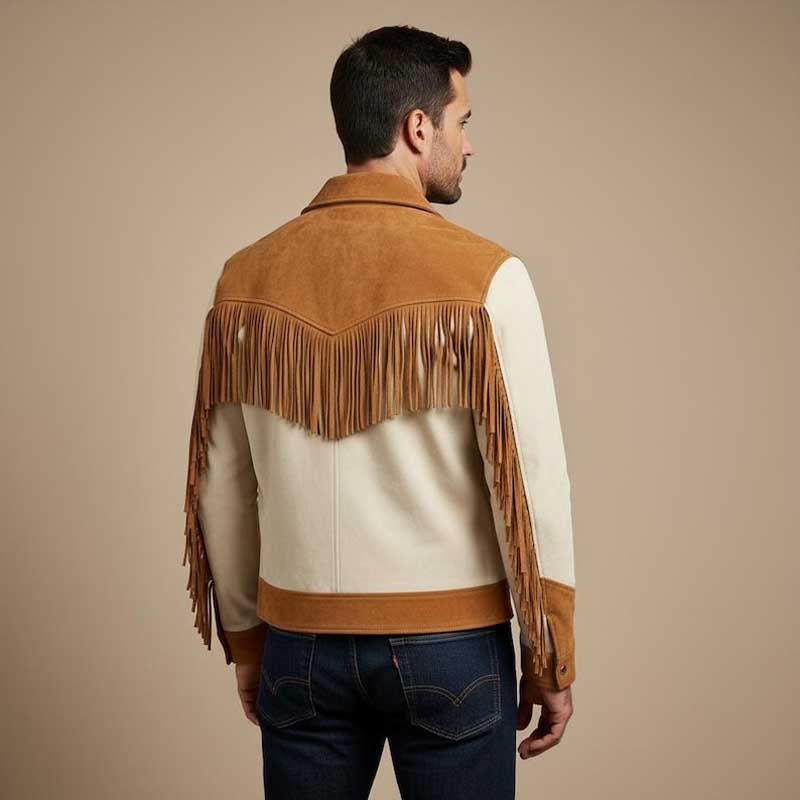 Tan Suede Fringe Cowboy Jacket for Men