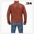 Dodge Cafe Racer Mens Tan Leather Jacket