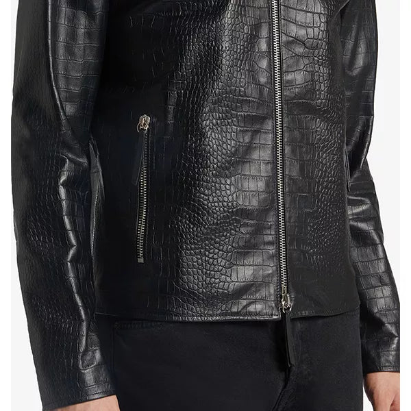 Black Leather Motorcycle Jacket for Men