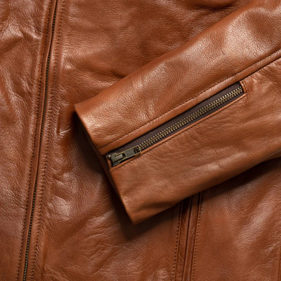 Thompson Leather Biker Jacket Brown