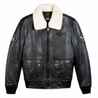 Men's Brown Lamb Leather Top Gun G 1 Flight Jacket with Removable Shearling Collar