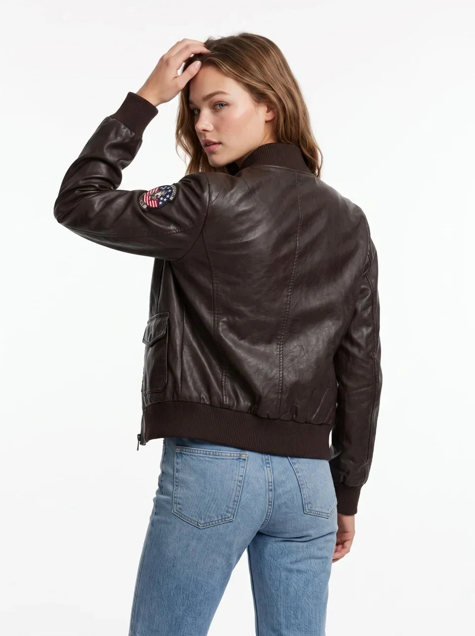 Top Gun® Women's Vegan Leather Bomber Jacket