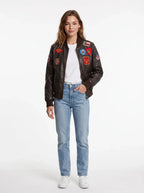 Top Gun® Women's Vegan Leather Bomber Jacket