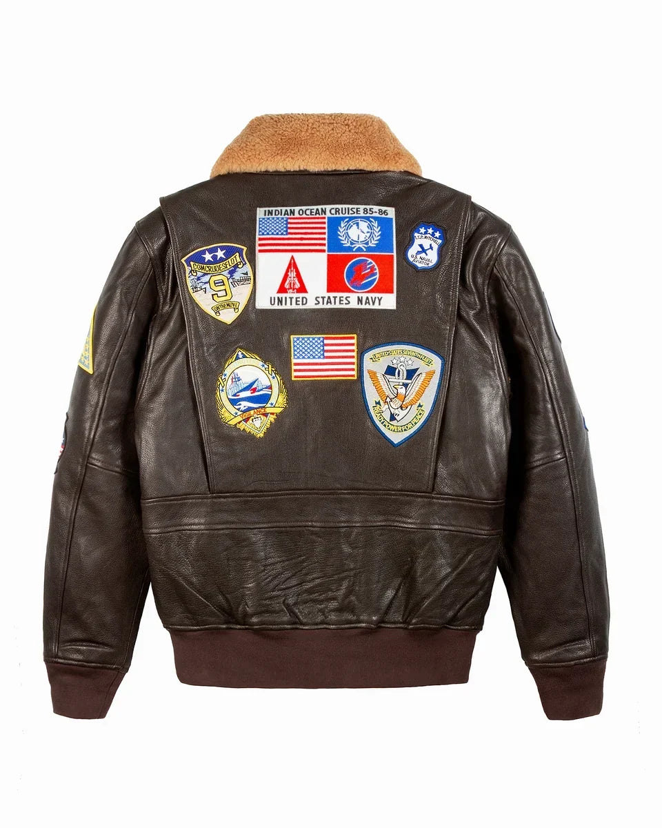 Top Gun® Official Signature Series Leather Jacket 2.0 With Removable Mouton Collar