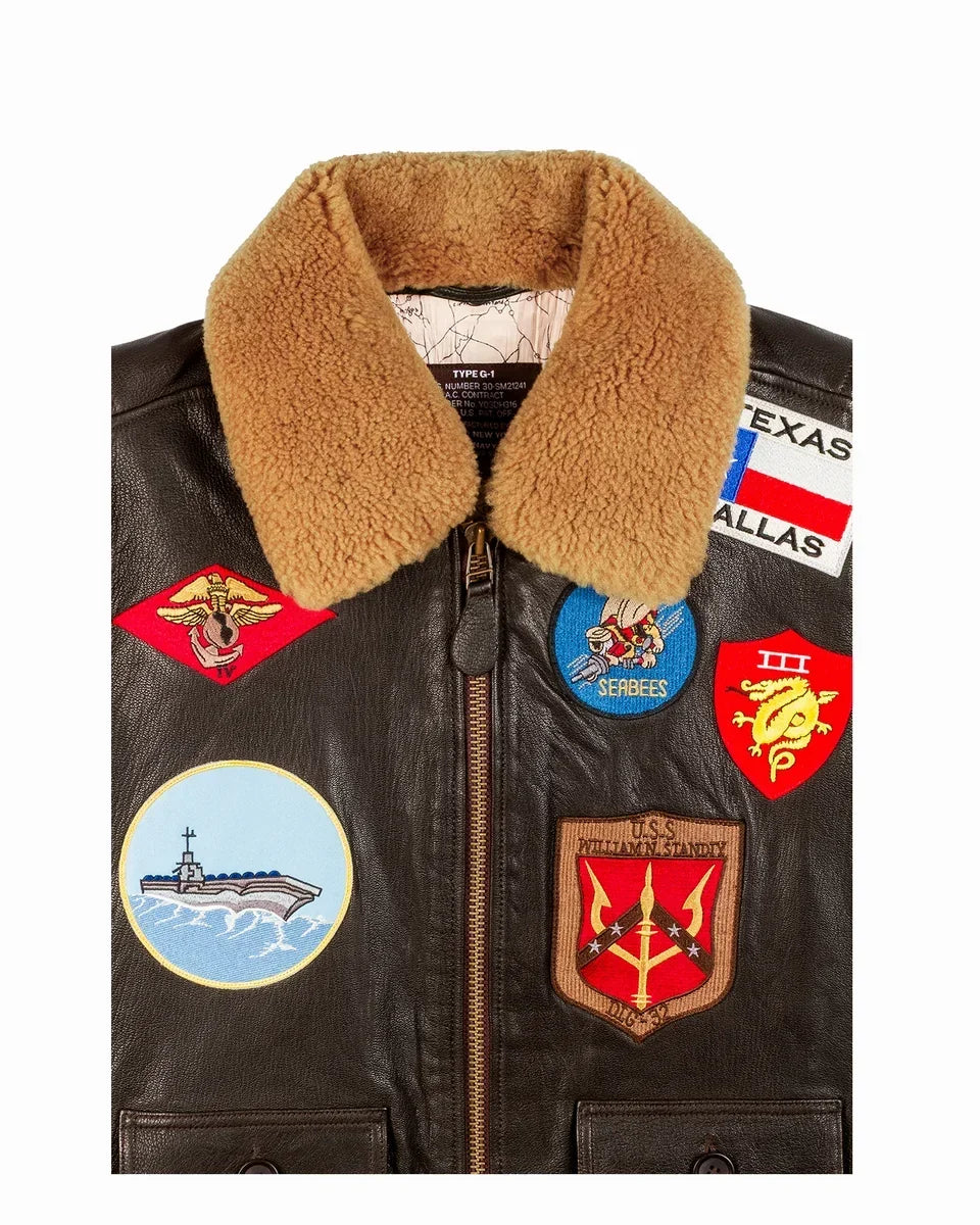 Top Gun® Official Signature Series Leather Jacket 2.0 With Removable Mouton Collar