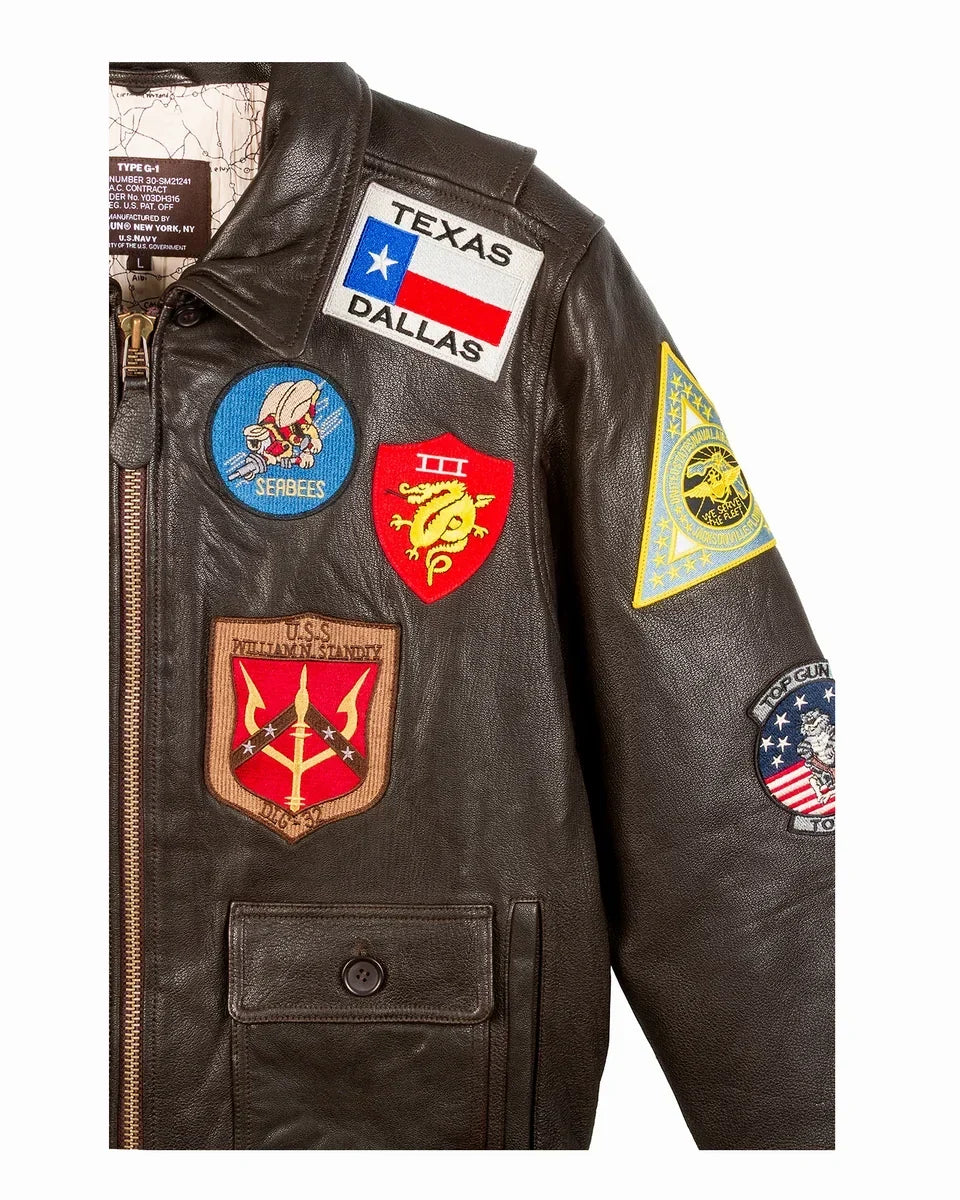 Top Gun® Official Signature Series Leather Jacket 2.0 With Removable Mouton Collar