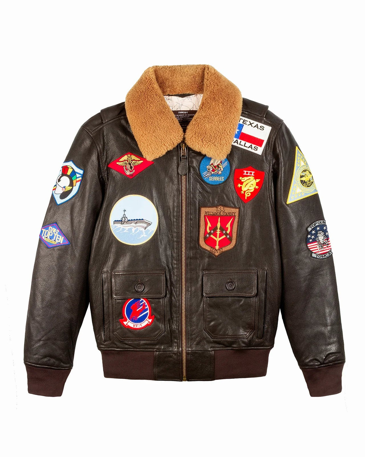 Top Gun® Official Signature Series Leather Jacket 2.0 With Removable Mouton Collar
