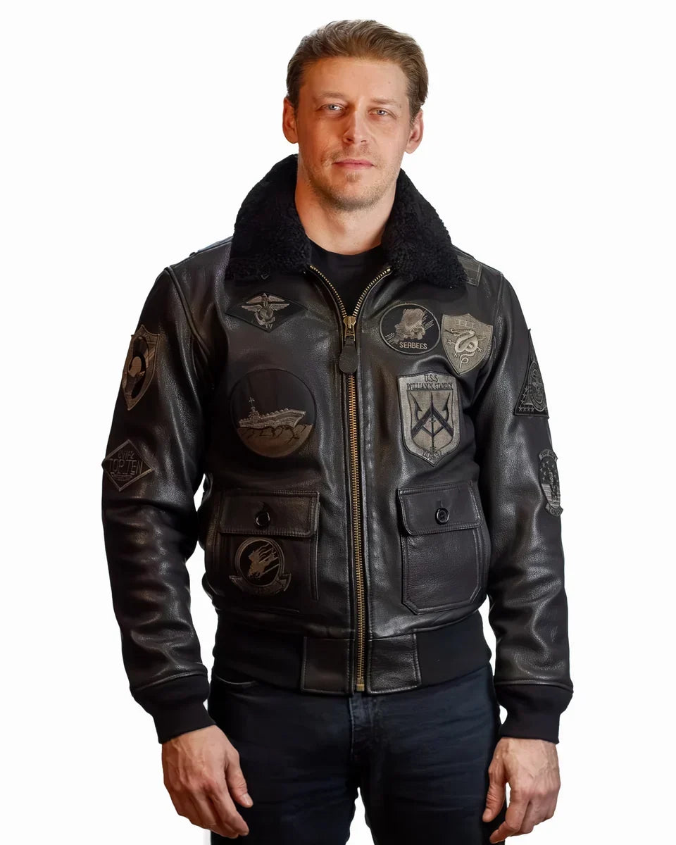 Top Gun® Official Signature Series Leather Jacket 2.0 With Removable Mouton Collar