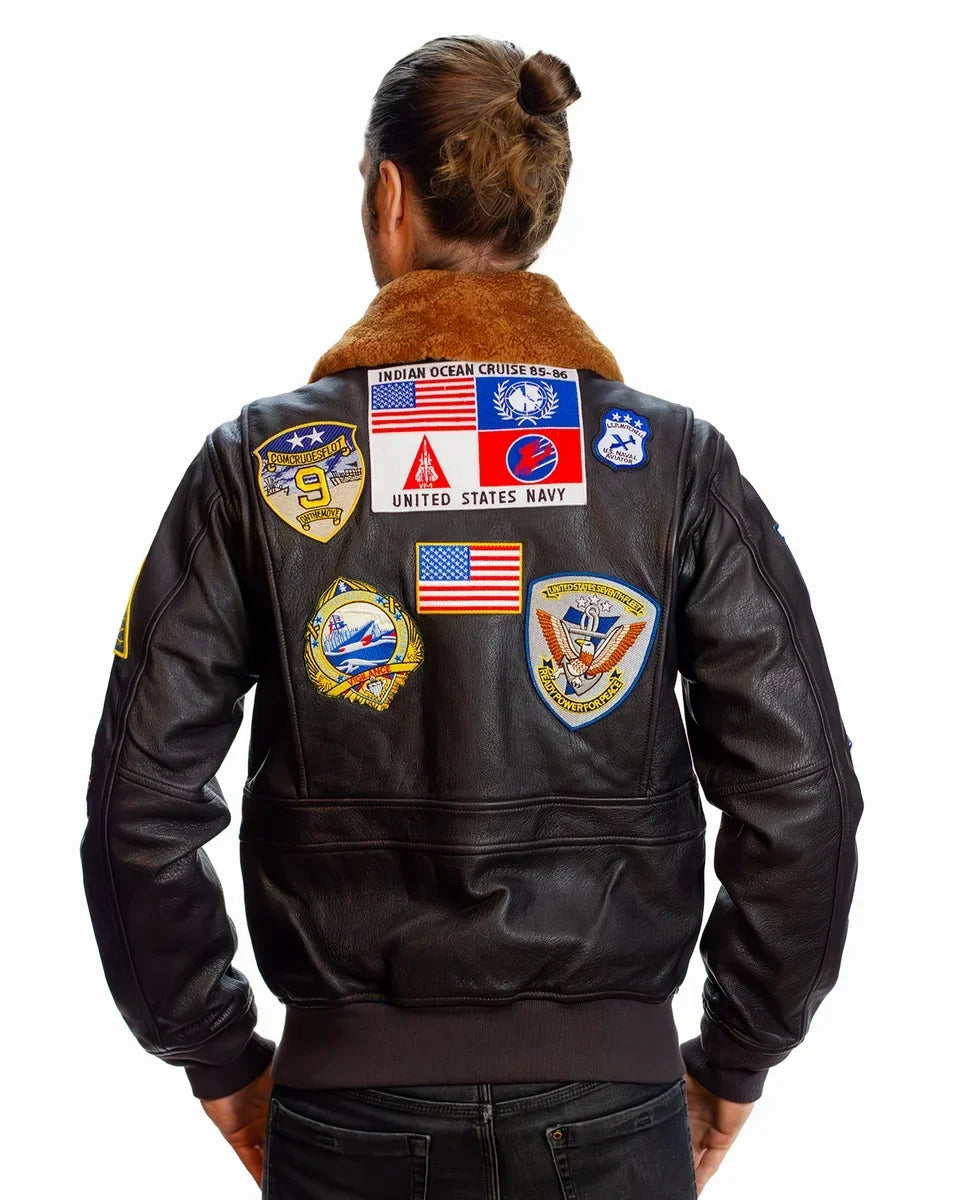Top Gun® Official Signature Series Leather Jacket 2.0 With Removable Mouton Collar