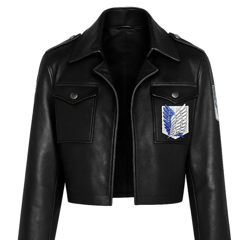 Mens Attack On Titan Cosplay Leather Jacket