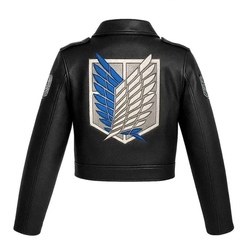 Mens Attack On Titan Cosplay Leather Jacket