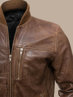 Mens Tawny Brown Bomber Jacket