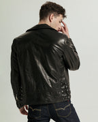 Black Vegetable Tanned Goatskin Moto Jacket