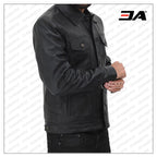 Fernando Black Leather Trucker Jacket