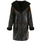 Two Tone Lamb Fur Hooded Coat