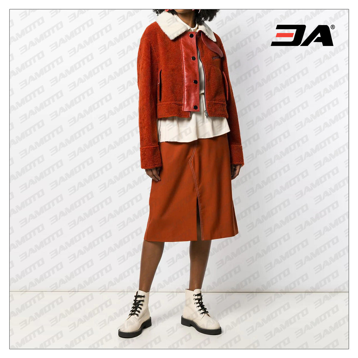 Two-tone Shearling Fur Leather Jacket