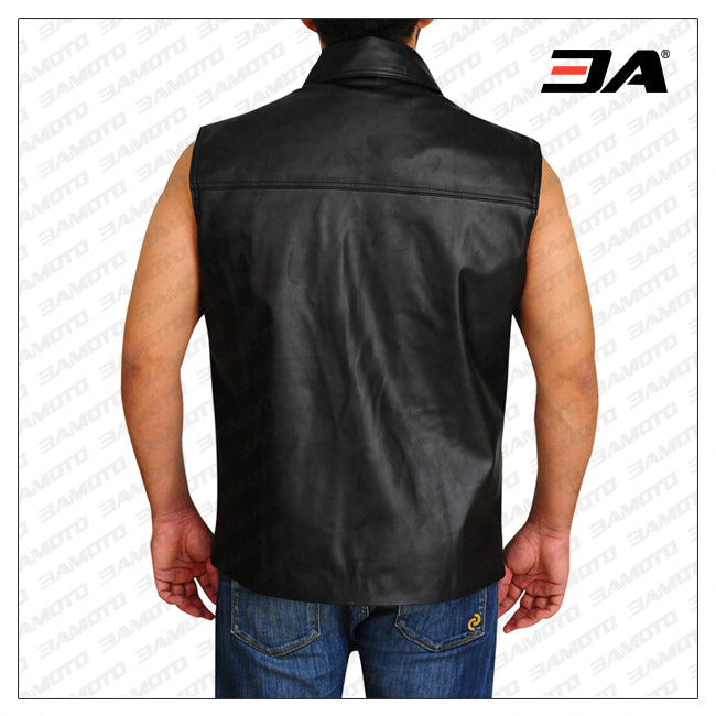 Black Undertaker Motorcycle Leather Vest