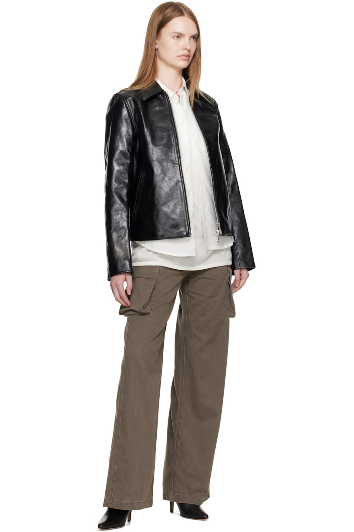 Black Cropped Leather Jacket – Unisex Boxy Streetwear