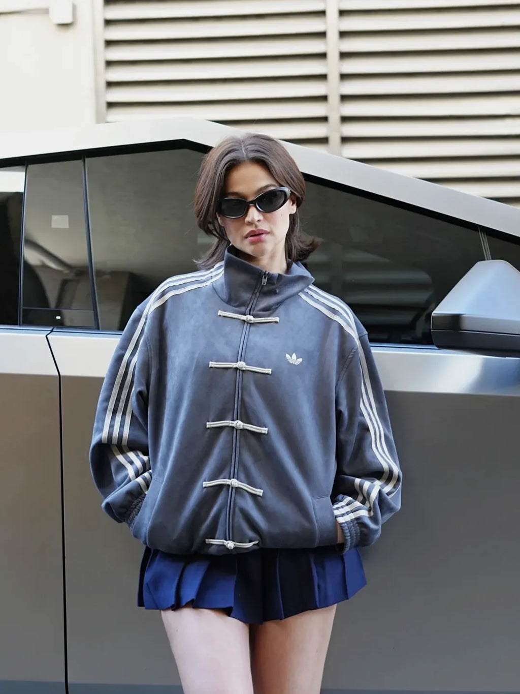 Unisex Adidas CNY Premium Grey Suede Jacket - Heavyweight Heritage