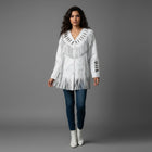 Women's White Suede Leather Fringe Jacket