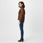 Women's Brown Fringe Western Leather Jacket - Leather Outlet