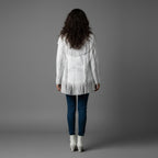 Women's White Suede Leather Fringe Jacket