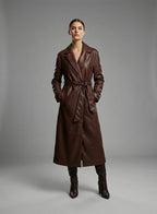 Women’s Marciano Lana Long Leather Coat – Luxury Designer Trench Style
