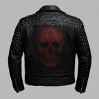 Signature Obsidian Skull Leather Biker Jacket – Hand-Studded Moto Style