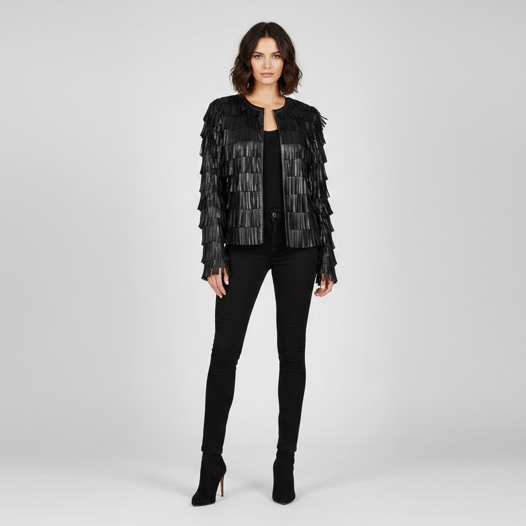 Women's Full Fringe Leather Jacket - Leather Outlet