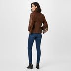 Women's Brown Fringe Western Leather Jacket - Leather Outlet