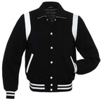 Vintage Black Wool Collage Bomber Jacket - Men's Varsity Letterman Baseball Style
