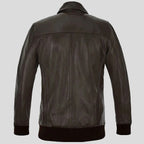 Men Brown Wax Classic Bomber Leather Jacket