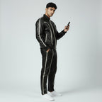 Men's Black Leather Track Suit Sweatsuit