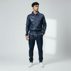 Men's Blue Leather Track Suit jogging Sweatsuit