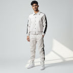 Men's White Leather Track Suit jogging Sweatsuit