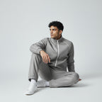 Grey Leather Track Suit Sweatsuit for men's