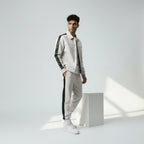 Men's White Leather Track Suit jogging Sweatsuit