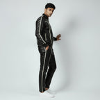 Men's Black Leather Track Suit Sweatsuit