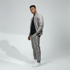 Men's Grey Leather Track Suit Sweatsuit