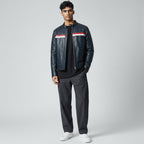 Racing Line Blue Leather Jacket for Men's