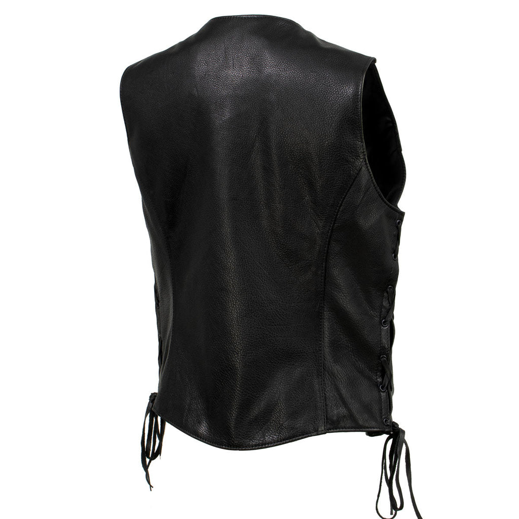 Milwaukee Leather USA MADE MLVSL5002 Women's Black Kitten Leather Motorcycle Vest with Side Laces